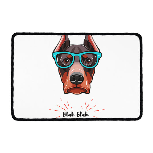 Dobermann With Glasses Print Kitchen Mat