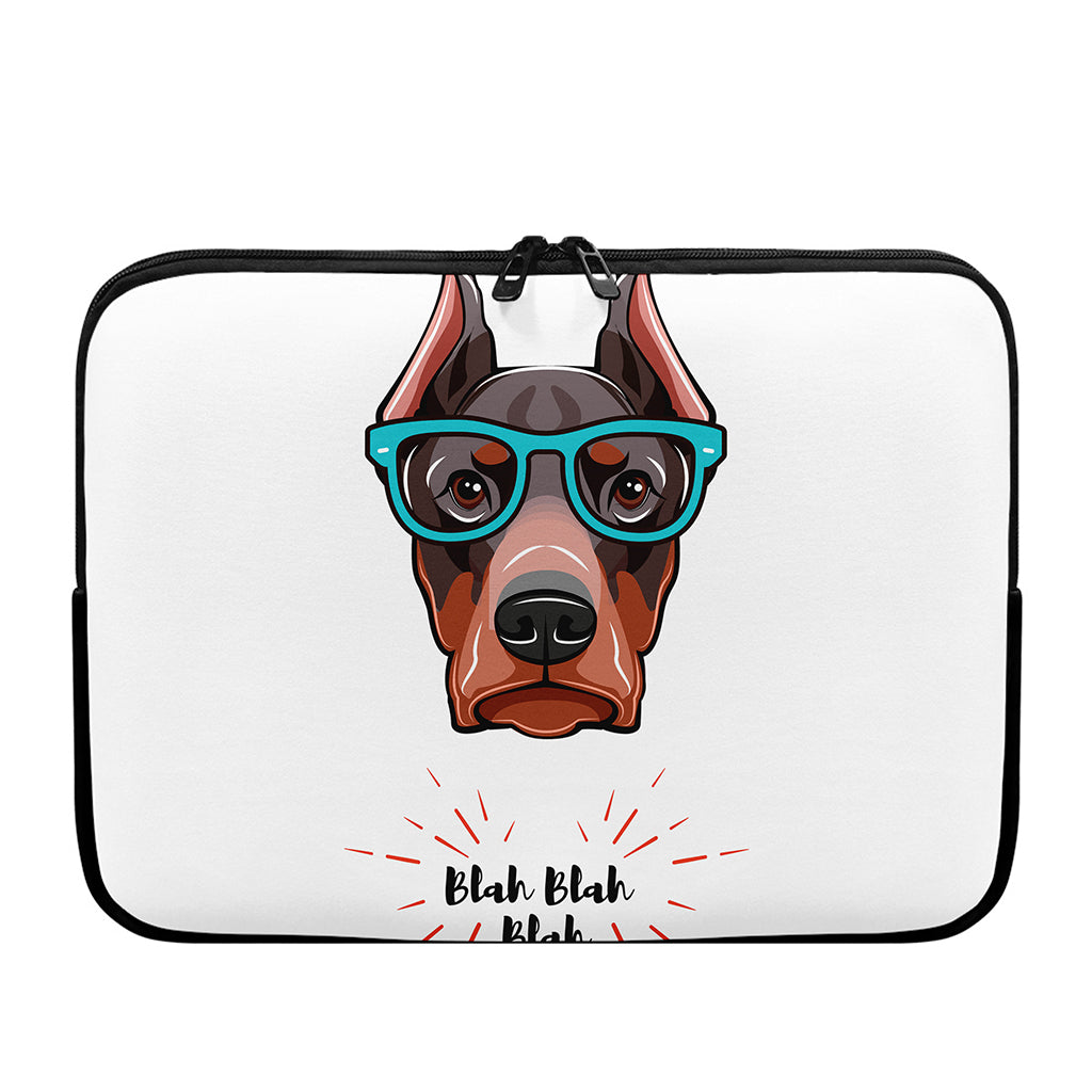 Dobermann With Glasses Print Laptop Sleeve