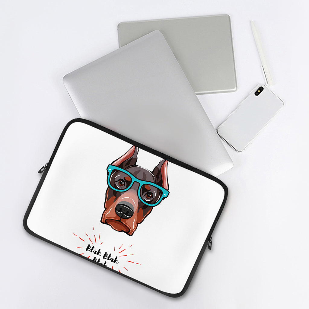 Dobermann With Glasses Print Laptop Sleeve