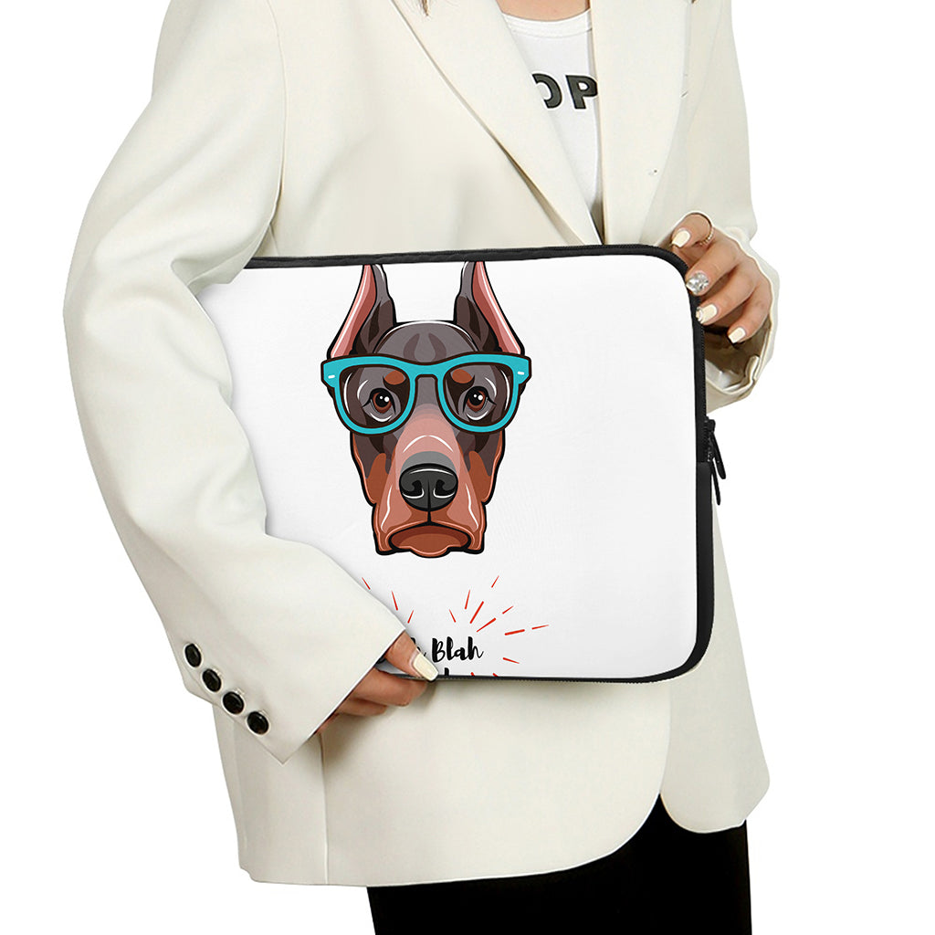 Dobermann With Glasses Print Laptop Sleeve
