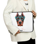Dobermann With Glasses Print Laptop Sleeve