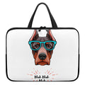 Dobermann With Glasses Print Laptop Sleeve With Handle