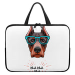 Dobermann With Glasses Print Laptop Sleeve With Handle