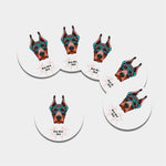 Dobermann With Glasses Print Leather Coaster Set
