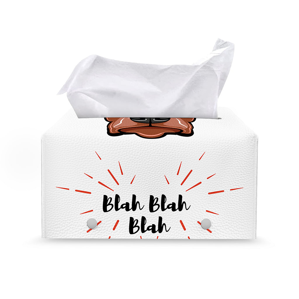 Dobermann With Glasses Print Leather Tissue Box Cover