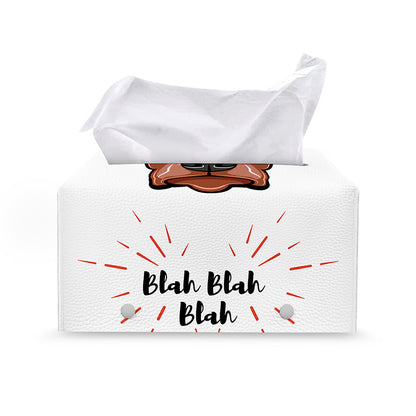 Dobermann With Glasses Print Leather Tissue Box Cover