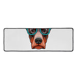 Dobermann With Glasses Print Long Kitchen Mat