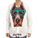 Dobermann With Glasses Print Long Sleeve Baseball Jersey