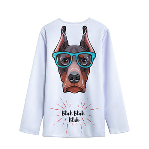 Dobermann With Glasses Print Long Sleeve Short Coat