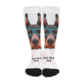 Dobermann With Glasses Print Long Socks