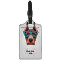 Dobermann With Glasses Print Luggage Tag