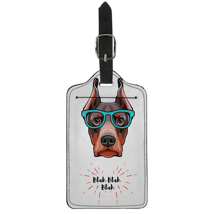 Dobermann With Glasses Print Luggage Tag