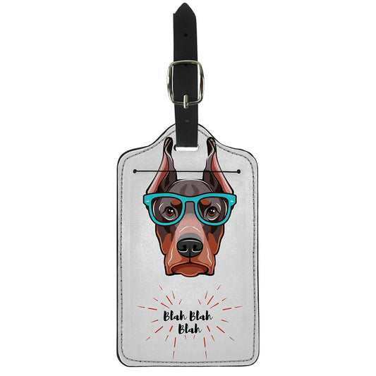 Dobermann With Glasses Print Luggage Tag