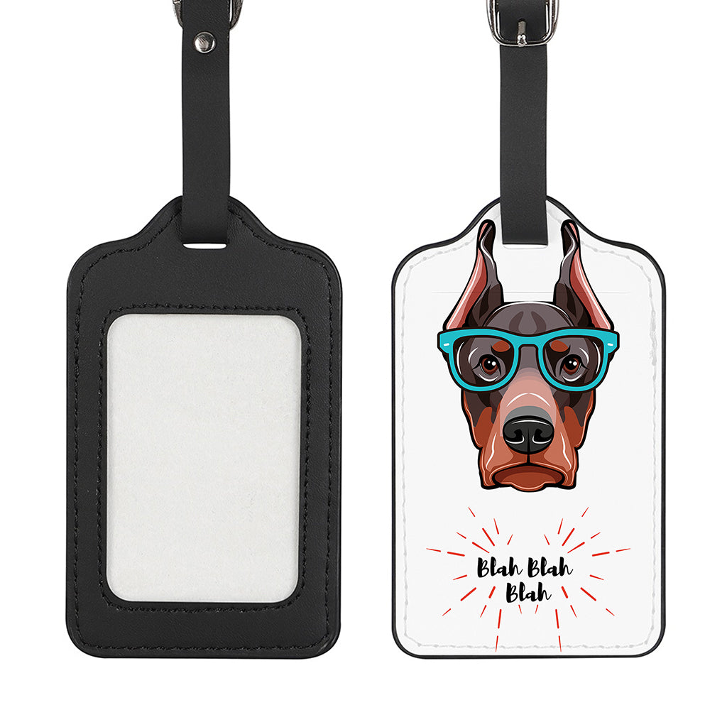 Dobermann With Glasses Print Luggage Tag