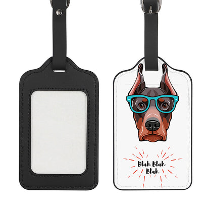 Dobermann With Glasses Print Luggage Tag