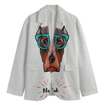 Dobermann With Glasses Print Men's Blazer