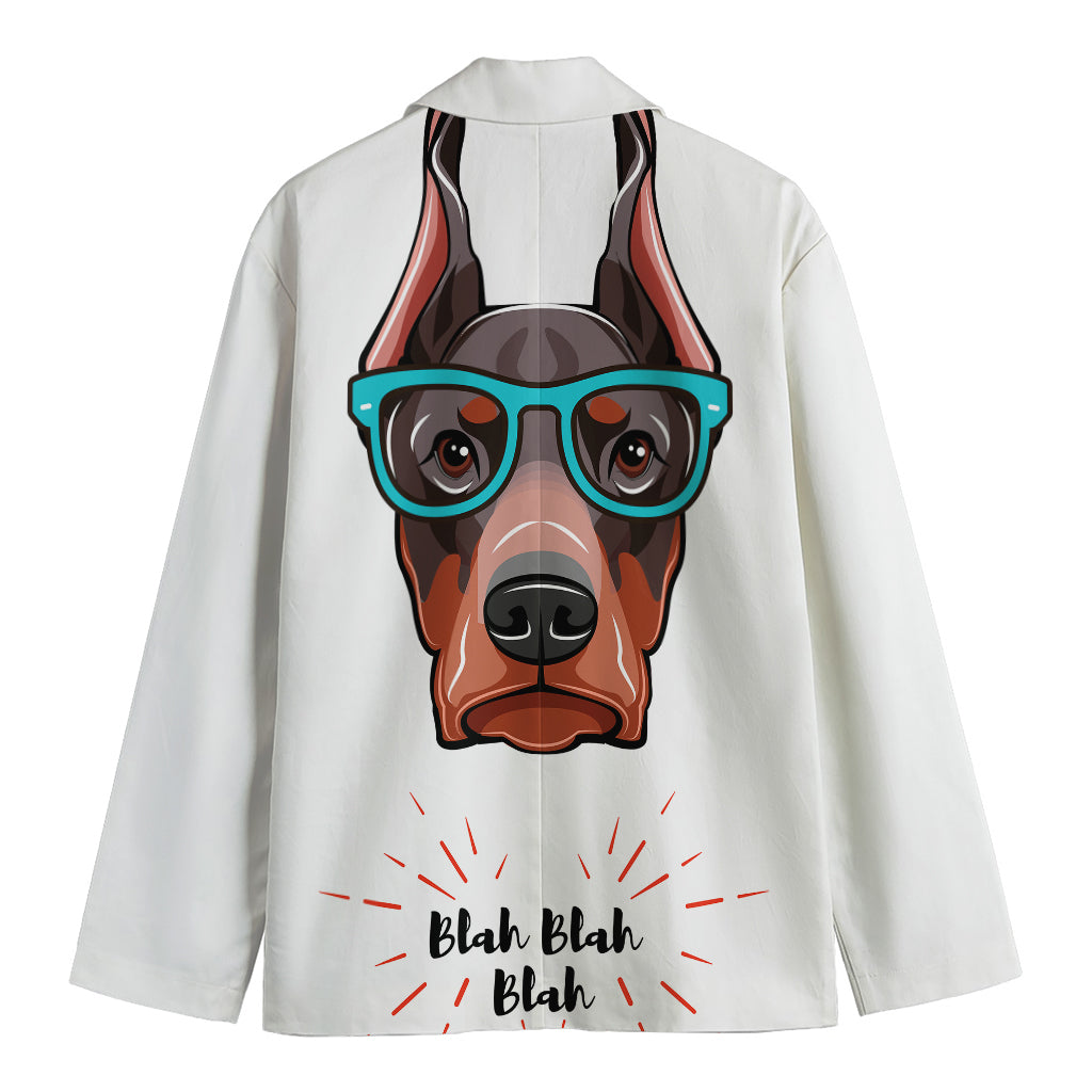 Dobermann With Glasses Print Men's Blazer