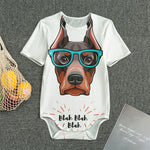 Dobermann With Glasses Print Men's Bodysuit