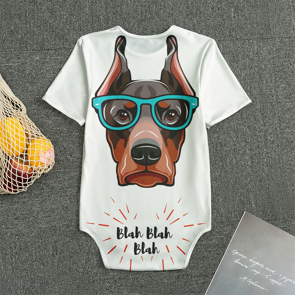 Dobermann With Glasses Print Men's Bodysuit