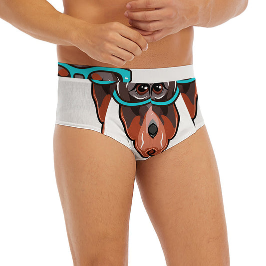 Dobermann With Glasses Print Men's Briefs