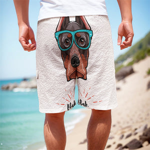 Dobermann With Glasses Print Men's Cargo Shorts