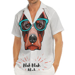 Dobermann With Glasses Print Men's Deep V-Neck Shirt