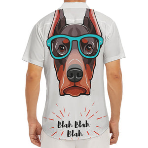 Dobermann With Glasses Print Men's Deep V-Neck Shirt