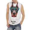 Dobermann With Glasses Print Men's Fitness Tank Top