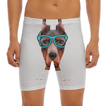 Dobermann With Glasses Print Men's Long Boxer Briefs