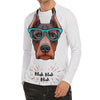 Dobermann With Glasses Print Men's Long Sleeve Rash Guard