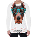 Dobermann With Glasses Print Men's Long Sleeve T-Shirt