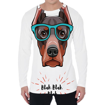 Dobermann With Glasses Print Men's Long Sleeve T-Shirt
