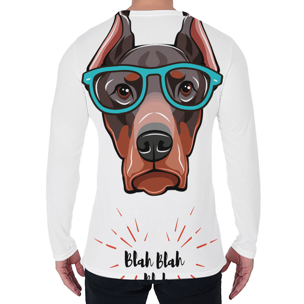 Dobermann With Glasses Print Men's Long Sleeve T-Shirt