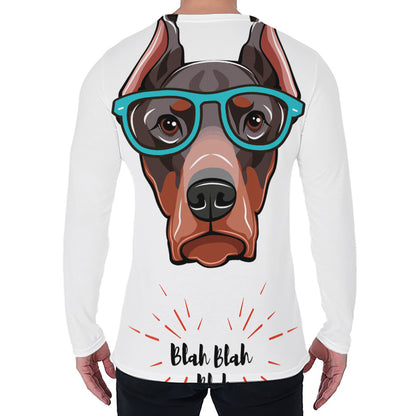 Dobermann With Glasses Print Men's Long Sleeve T-Shirt
