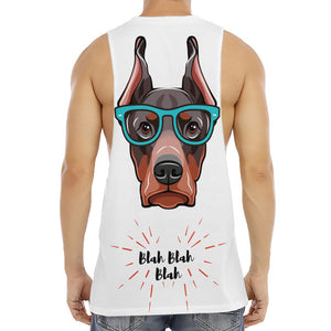 Dobermann With Glasses Print Men's Muscle Tank Top