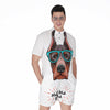 Dobermann With Glasses Print Men's Rompers