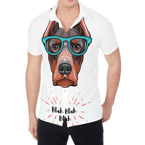 Dobermann With Glasses Print Men's Shirt