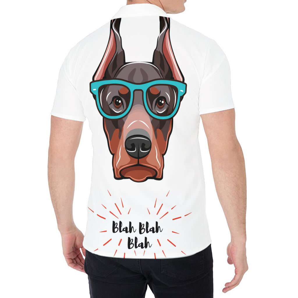 Dobermann With Glasses Print Men's Shirt