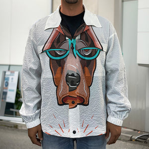 Dobermann With Glasses Print Men's Shirt Jacket