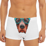 Dobermann With Glasses Print Men's Short Boxer Briefs