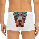 Dobermann With Glasses Print Men's Short Boxer Briefs