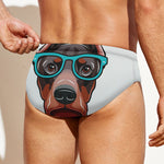 Dobermann With Glasses Print Men's Swim Briefs