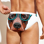 Dobermann With Glasses Print Men's Swim Briefs