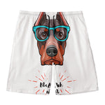 Dobermann With Glasses Print Men's Swim Trunks