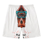 Dobermann With Glasses Print Men's Swim Trunks