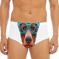 Dobermann With Glasses Print Men's Triangle Swim Briefs