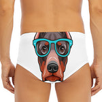Dobermann With Glasses Print Men's Triangle Swim Briefs