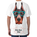 Dobermann With Glasses Print Men's Velvet T-Shirt