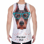 Dobermann With Glasses Print Men's Velvet Tank Top
