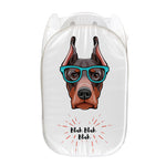 Dobermann With Glasses Print Mesh Laundry Hamper